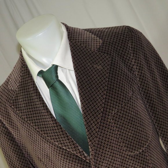 Romeo Gigli Geometric Foulard Brown Velvet Vintage Three Button Blazer 40R - Picture 4 of 11